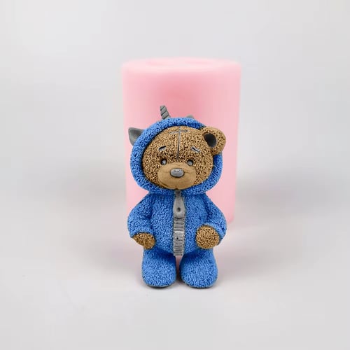 PRZY قالب سيليكون 3D لدب تيدي مع قبعة، قالب فوندان...