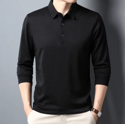 تي شيرت بولو كاجوال للأعمال للرجال بأكمام طويلة، ق...