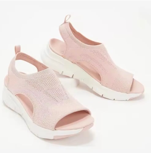 صنادل نسائية شبكية بقاعدة سمكة من Oulylan، إسفين ب...