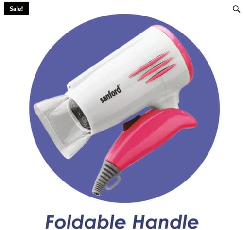 Sanford SF9680HD 1600W Foldable Hair Dryer with 2-...