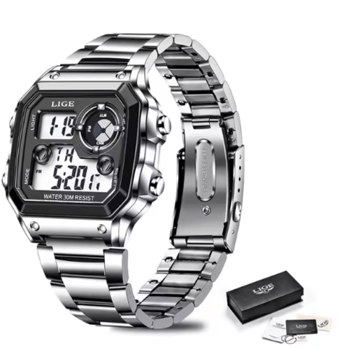 ساعة LIGE للرجال ماركة فاخرة جديدة ساعات عسكرية رق...