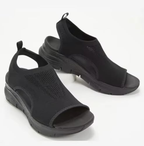 صنادل نسائية شبكية بقاعدة سمكة من Oulylan، إسفين ب...