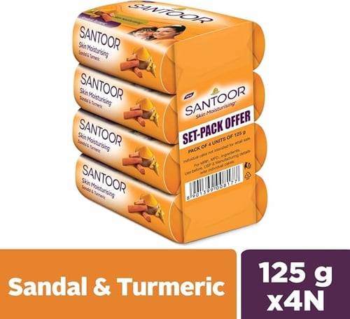 Santoor Pack Of 4 Sandal And Turmeric Soap