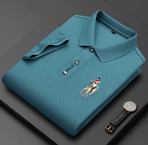 قميص بولو للرجال، 100% قطن، أكمام قصيرة، للعمل، كا...