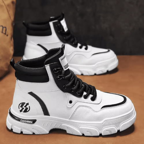 أحذية بيضاء قصيرة للرجال ، أحذية بريطانية للدراجات...