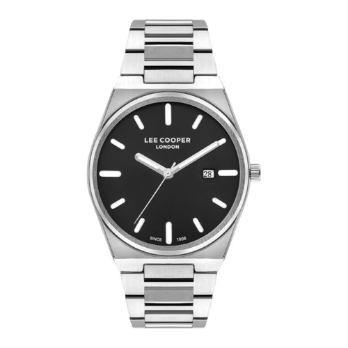 LEECOOPER Men's Quartz Metal Watch, Black, Silver...