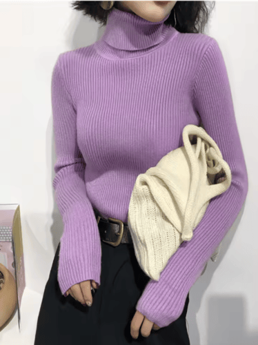 سويتر نسائي سميك محبوك ، بلوفر مضلع ، كم طويل ، يا...