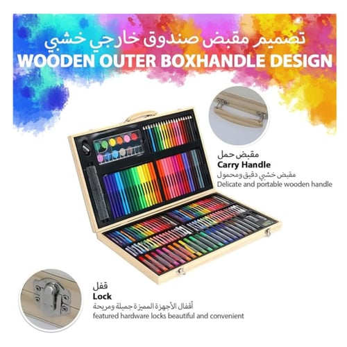 علبة أقلام تلوين، شمع، وألوان ماركر