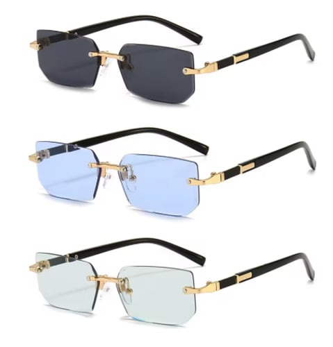 نظارات شمسية مستقيمة بدون إطار للرجال والنساء ، ظل...