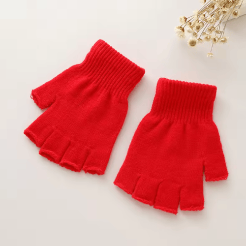 للجنسين قفازات سوداء نصف الاصبع أصابع ، قفازات صوف...