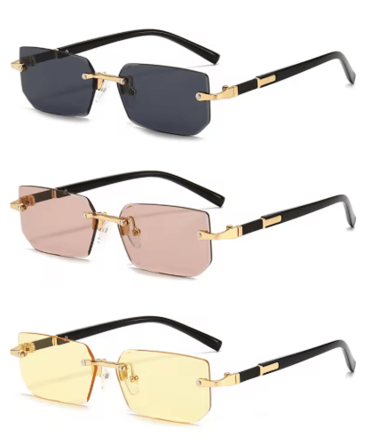 نظارات شمسية مستقيمة بدون إطار للرجال والنساء ، ظل...