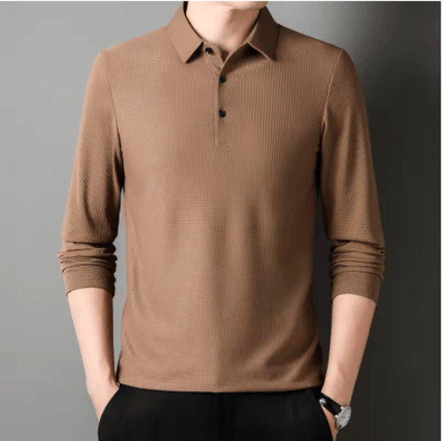 تي شيرت بولو كاجوال للأعمال للرجال بأكمام طويلة، ق...