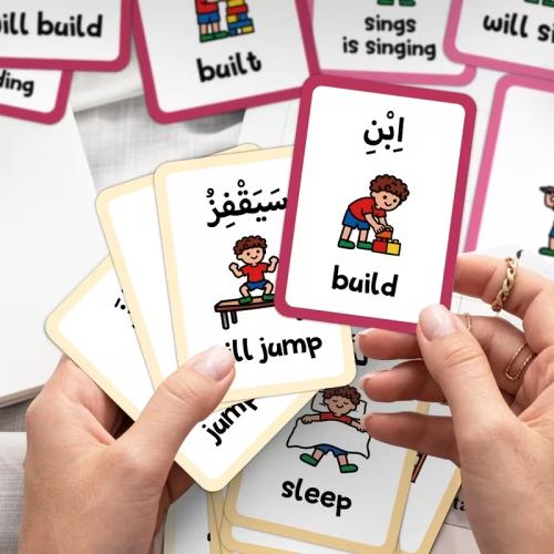 بطاقات المفردات العربية والإنجليزية – 60 بطاقة تعليمية مصورة