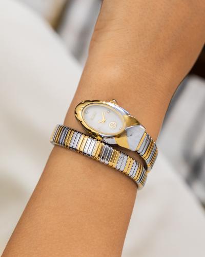 ساعة فاخرة بتصميم أنثوي راقٍ مكس ميناء أبيض