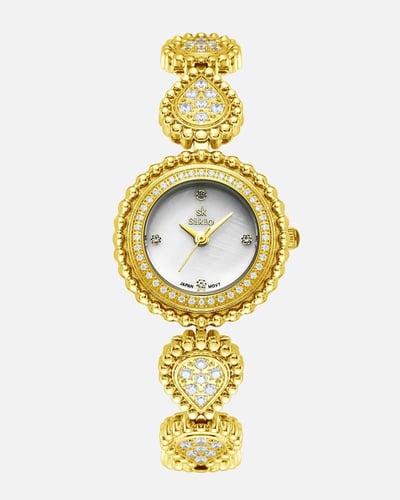 ساعة لامعة باللون الذهبي