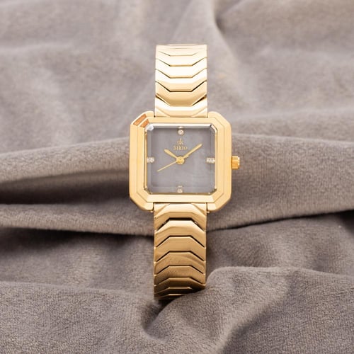 ساعه استيل باللون الذهبي رصاصي