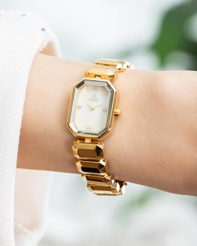 ساعه استيل دايموند ذهبي