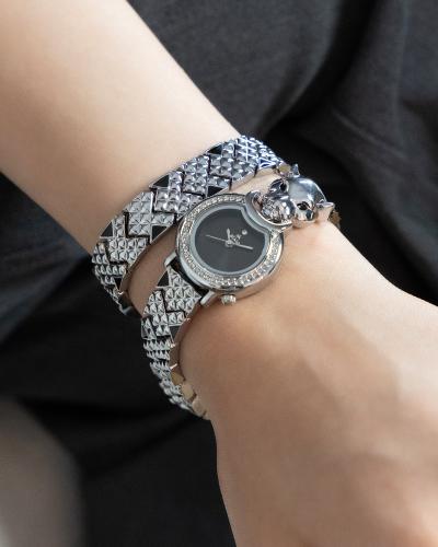 النمر العربي استيل لفتين باللون الفضي ميناء أسود