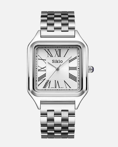 ساعة استيل كلاسيك فضي أبيض