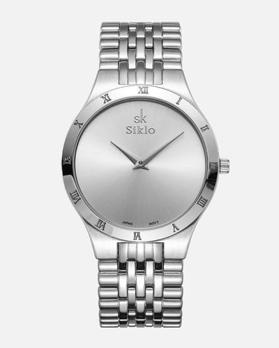 ساعة استيل باللون الفضي