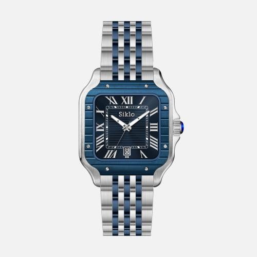 ساعة فاخرة بتصميم مربع أنيق