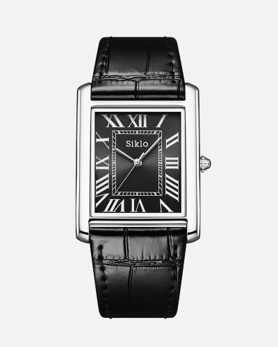 ساعة جلد كلاسيك اسود