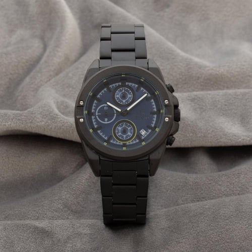 ساعة رجالية استيل باللون الأسود ميناء كحلي