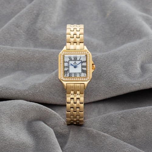 ساعه استيل براقة ذهبي