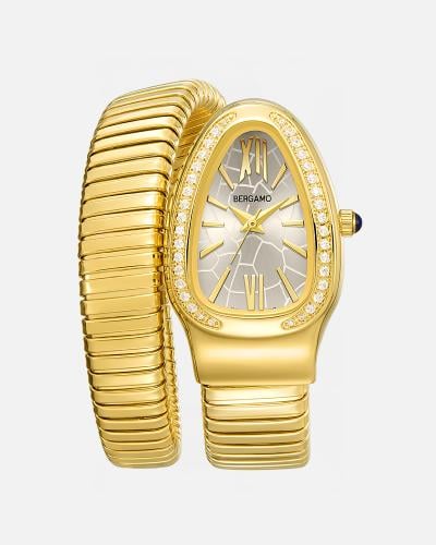 ساعة فاخرة بتصميم أنثوي راقٍ ذهبي ميناء رصاصي