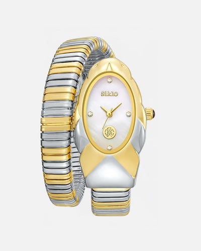 ساعة فاخرة بتصميم أنثوي راقٍ مكس ميناء أبيض