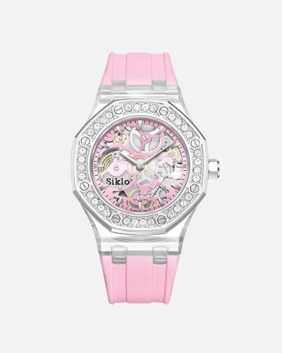 ساعة ربل بشراقة ساحرة باللون الوردي