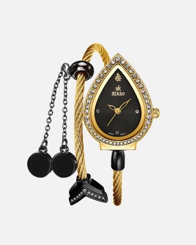 تألقي ساعة تنبض بالفخامة مكس ذهبي أسود