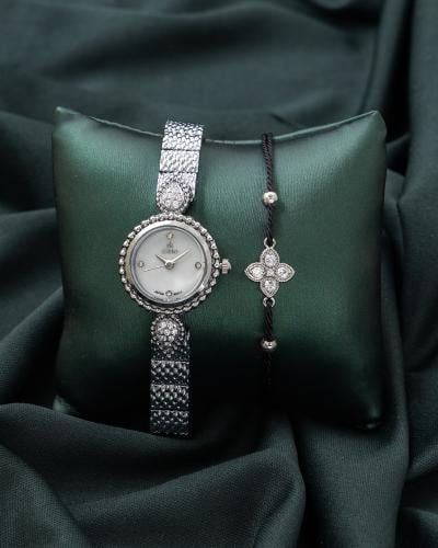 طقم تحفة زمنية باللون الفضي