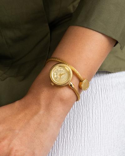 ساعة نسائية حصير باللون الذهبي ميناء ذهبي...