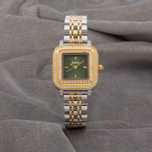 ساعة نسائية ستيل باللونين الفضي والذهبي