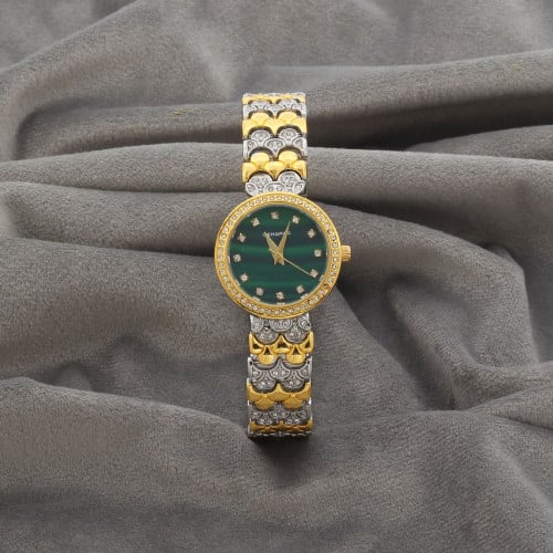 ساعة نسائية باللونين الذهبي والفضي
