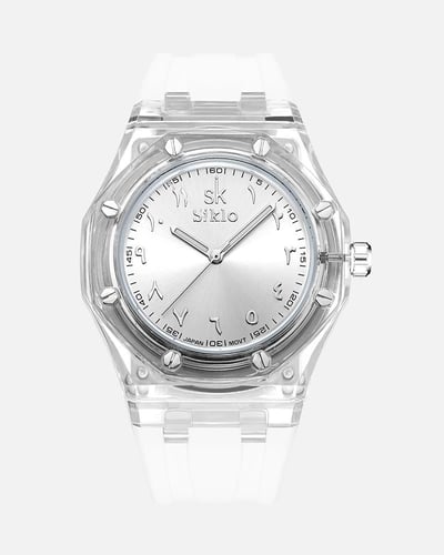 ساعة ربل عربي باللون الأبيض