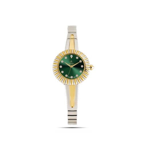 ساعة نسائية باللون الذهبي والفضي