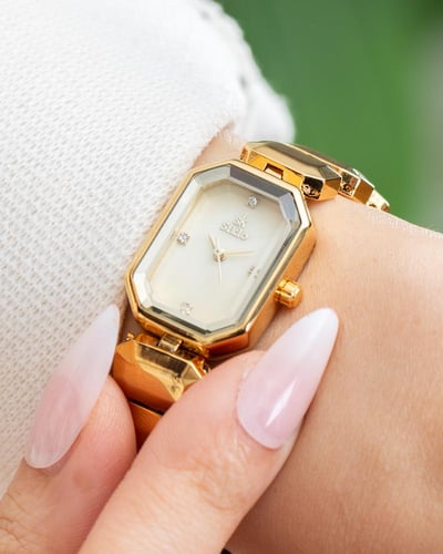 ساعه استيل دايموند ذهبي