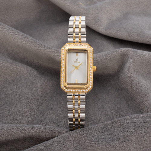 ساعة نسائية باللونين الفضي والذهبي