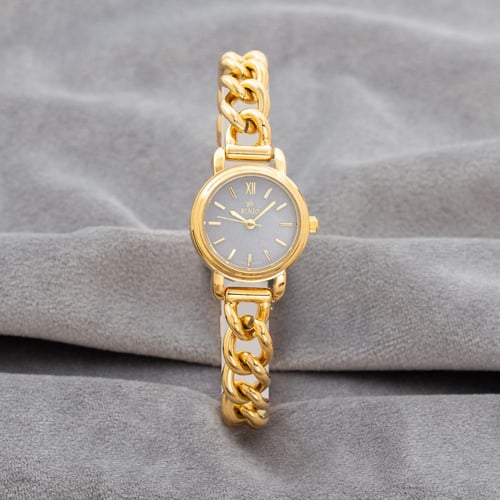 ساعة باللون الذهبي ميناء رصاصي