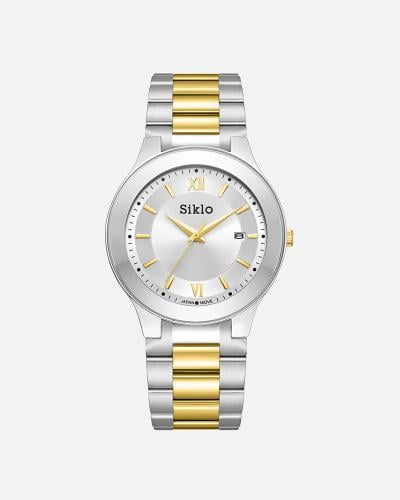 ساعة بتصميم يعكس القوة باللون المكس الأبيض