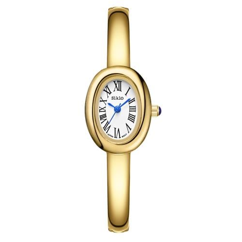 ساعة الاناقة باللون الذهبي ميناء ابيض