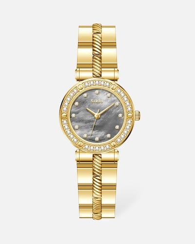 ساعة عصرية فن هندسي راقي باللون الذهبي ميناء صدفي...