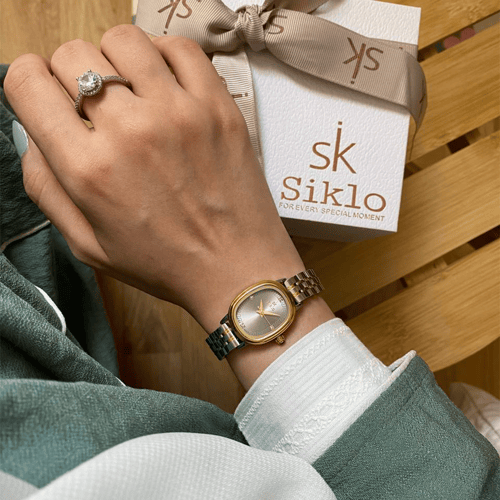 ساعة متفردة من Siklo استيل ذهبي فضي ميناء رصاصي