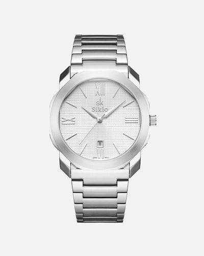 ساعة استيل باللون الفضي