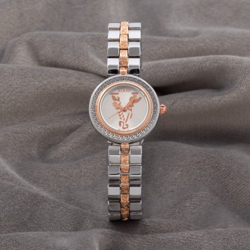 ساعة نسائية باللونين الفضي والنحاسي