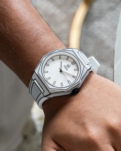 ساعة ربل 3D فايبر ابيض