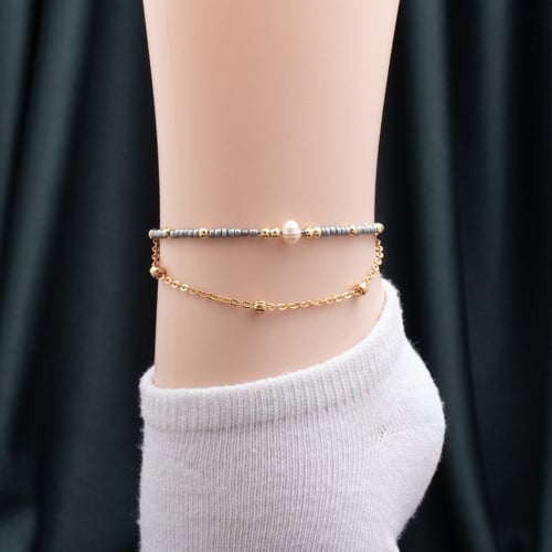 خلخال نسائي باللونين الأزرق والذهبي