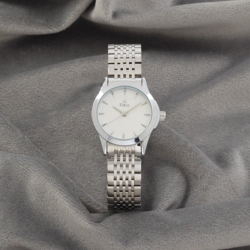 ساعه نسائية باللون الفضي